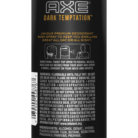 AXE Dark Temptation 48H High Definition Scent Deodorant Body Spray 5.1 Oz