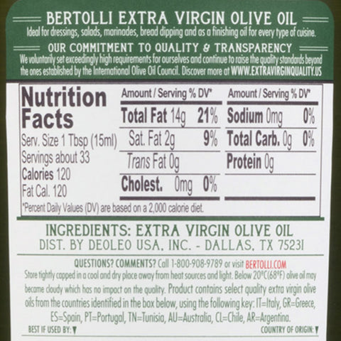 Bertolli Extra Virgin Olive Oil, 16.9 fl oz - Water Butlers
