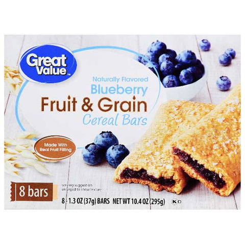 Great Value Fruit & Grain Bars, Blueberry, 8 Count - Water Butlers