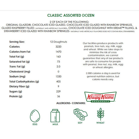 Krispy Kreme Classic Assorted Dozen Doughnuts, 12 Count