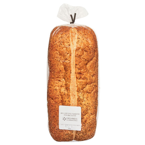 Freshness Guaranteed Garlic Herb Topped Italian Bread Loaf, Fresh Baked In Store