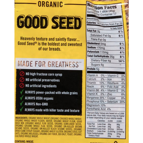 Dave’s Killer Bread® Good Seed® Organic Bread 27 oz. - Water Butlers