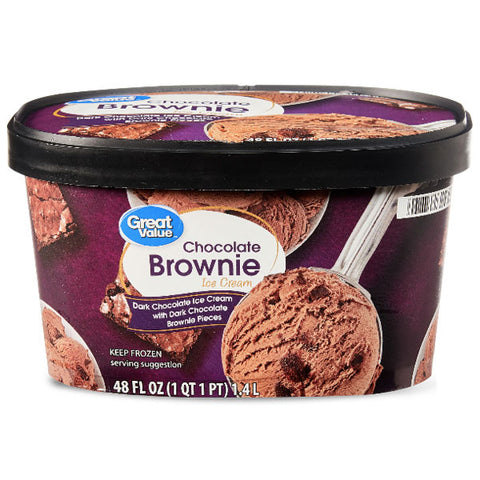 Great Value Chocolate Brownie Ice Cream, 48 fl oz