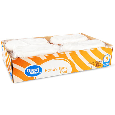 Great Value Iced Honey Buns, 8 Count