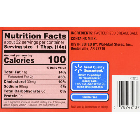 Great Value Sweet Cream Salted Butter, 16 oz, 4 Count