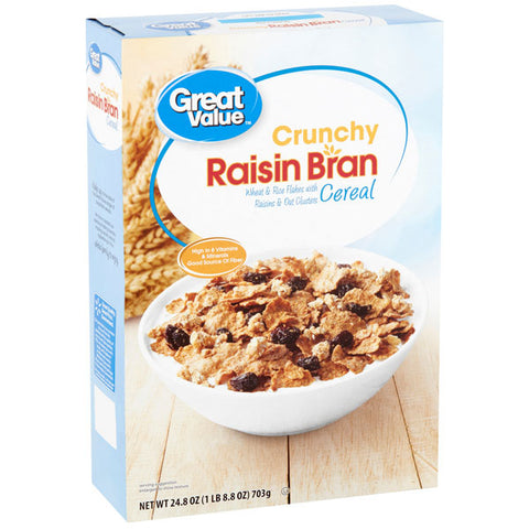 Great Value Crunchy Raisin Bran Breakfast Cereal, 18.2 oz