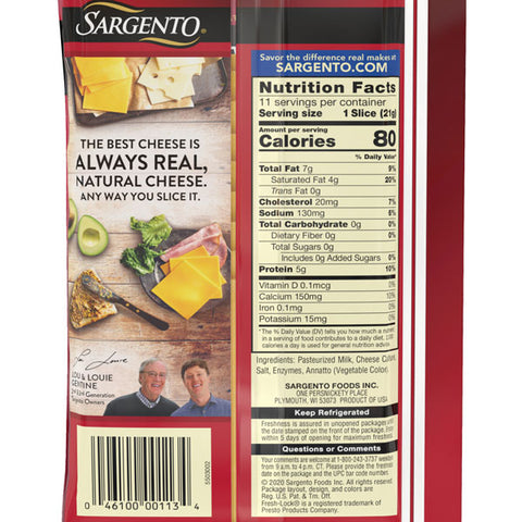 Sargento Sliced Sharp Natural Cheddar Cheese, 11 slices