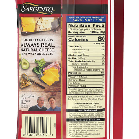 Sargento Sliced Extra Sharp Natural Cheddar Cheese, 10 Slices