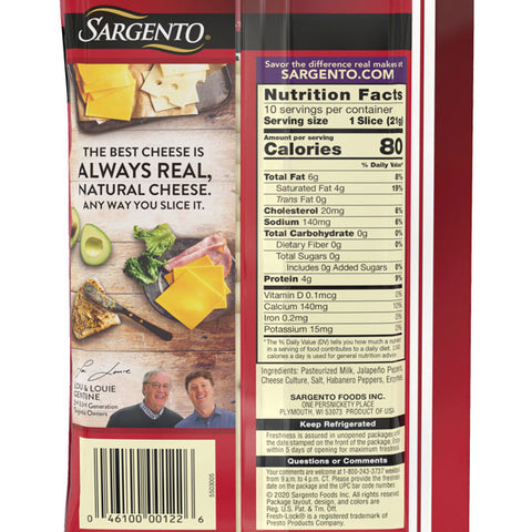 Sargento Sliced Pepper Jack Natural Cheese, 10 slices