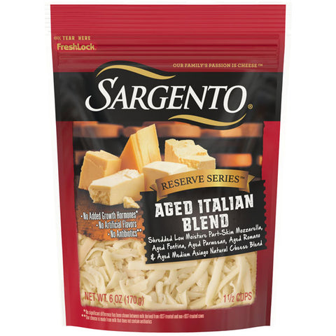 Sargento Reserve Series™ Shredded Aged Italian Blend Natural Cheese, 6 oz.