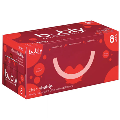 bubly Cherry Sparkling Water 12 fl oz, 8 Ct - Water Butlers