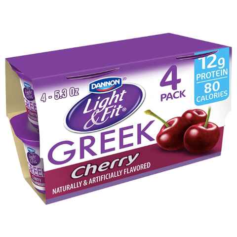 Dannon Light & Fit Greek Yogurt, Cherry, 4Ct - Water Butlers