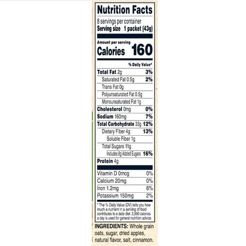Quaker Instant Oatmeal, Apple & Cinnamon, 8 Count
