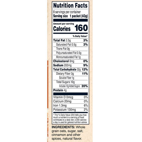 Quaker Instant Oatmeal, Cinnamon & Spice, 8 Count