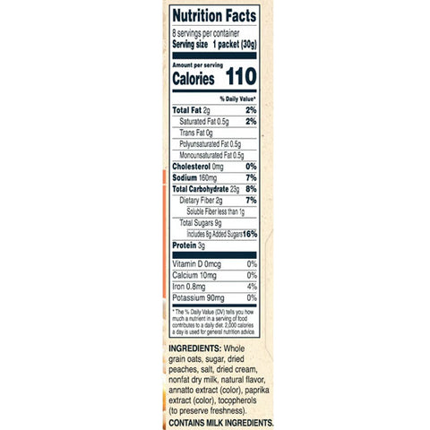 Quaker Instant Oatmeal, Peaches & Cream, 8 Count
