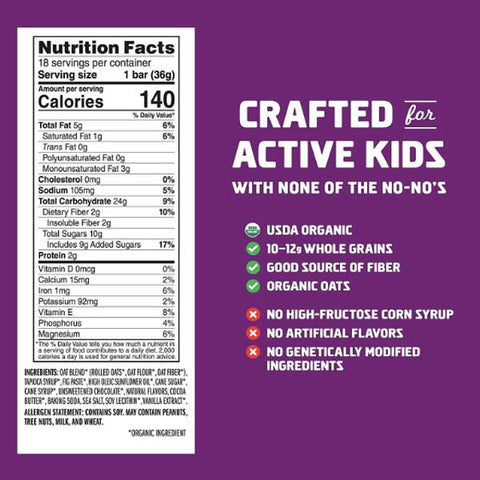 CLIF Kid ZBAR, Organic Granola Bars, Chocolate Chip Cookie, 18 Ct - Water Butlers