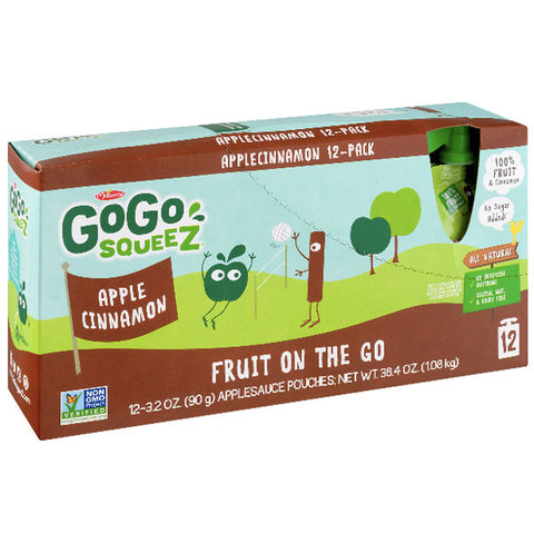 GoGo squeeZ Applesauce, Apple Cinnamon 3.2oz, 12 Ct - Water Butlers