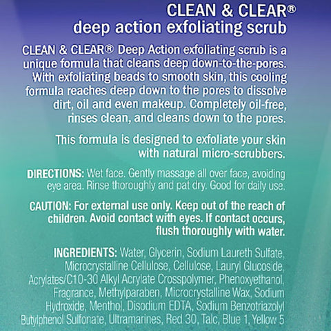 Clean & Clear Oil-Free Deep Action Exfoliating Facial Scrub, 7 oz - Water Butlers