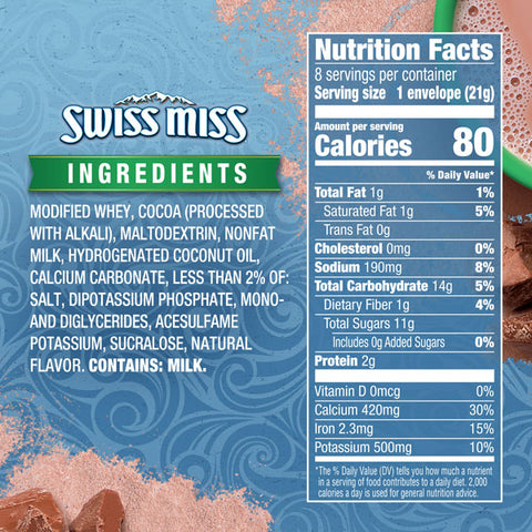 Swiss Miss Sensible Sweets No Sugar Added Milk Chocolate Hot Cocoa Mix, 8 Ct