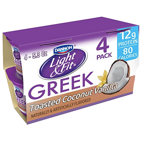 Dannon Light & Fit Greek Yogurt, Toasted Coconut Vanilla, 4Ct - Water Butlers