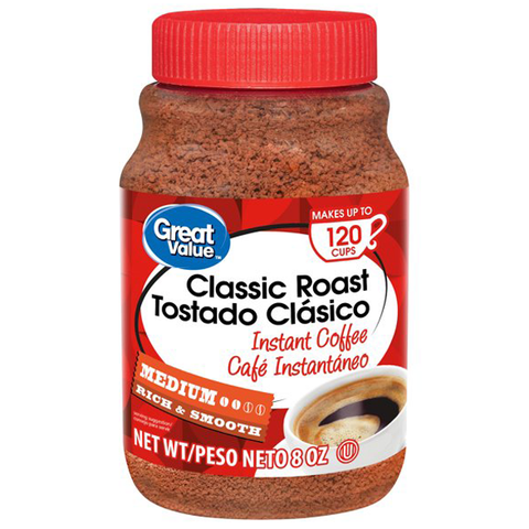 Great Value Classic Roast Medium Instant Coffee, 8 oz