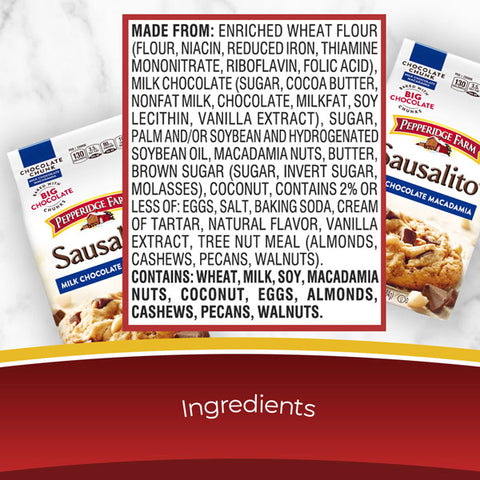 Pepperidge Farm Sausalito Crispy Milk Chocolate Macadamia Cookies, 7.2 oz.