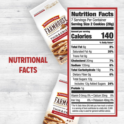 Pepperidge Farm Farmhouse Thin & Crispy Milk Chocolate Chip Cookies, 6.9 oz.