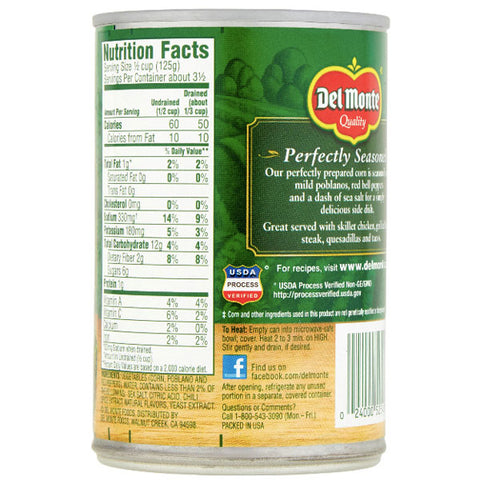 Del Monte Southwest Corn Pablano & Red Peppers, 15.25 Oz - Water Butlers