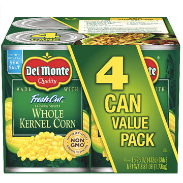 Del Monte Whole Kernel Canned Corn Value Pack, 4 Ct