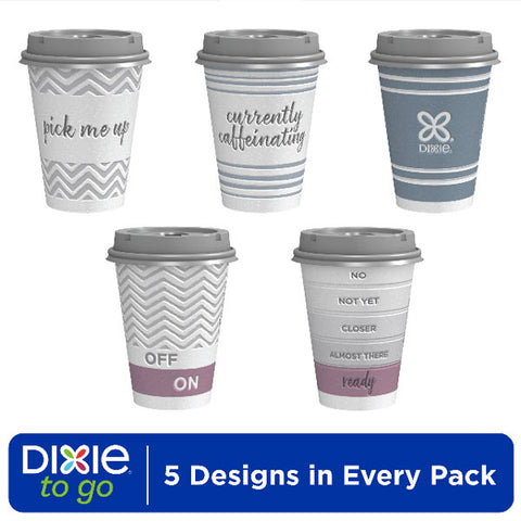 Dixie to Go Disposable Paper Cups with Lids, Multicolor, 12 Fl oz, 40 Count