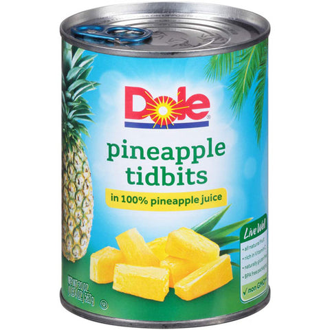 Dole Pineapple Tidbits in 100% Pineapple Juice, Canned, 20oz