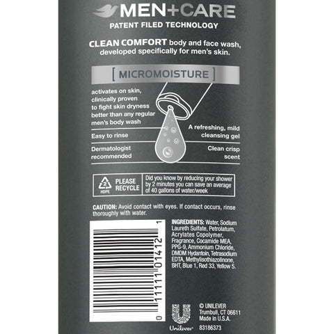 Dove Men+Care Clean Comfort Body And Face Wash, 13.5 oz