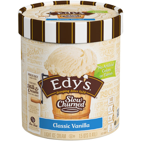 Edy's Slow Churned Classic Vanilla Light Ice Cream, 1.5 qt