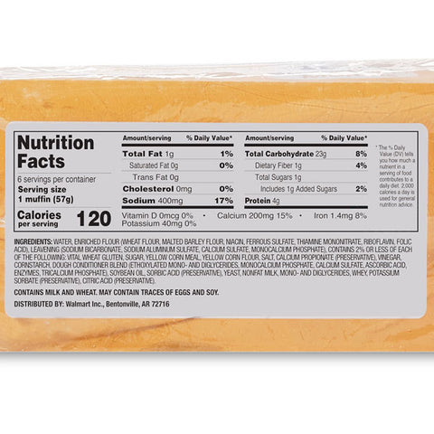 Great Value Original Fork Split English Muffins, 6 Count