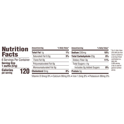 Thomas' 100% Whole Wheat English Muffin, 6 Count