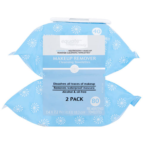 Equate Beauty Makeup Remover Wipes - 2 Pack, 80 Count - Water Butlers