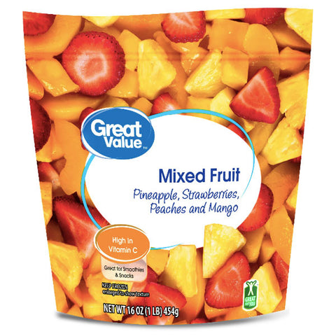 Great Value Frozen Mixed Fruit, Pineapple, Strawberries, Peaches & Mango, 16 oz
