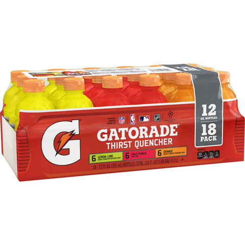 Gatorade Thirst Quencher Sports Drink, Lemon Lime/Orange/Fruit Punch Variety Pack, 12fl oz, 18 Count
