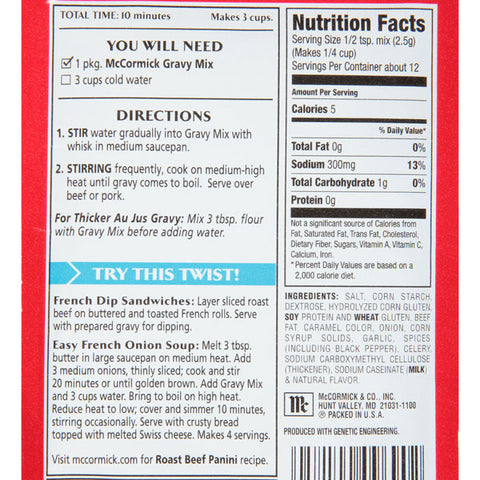 McCormick Au Jus Gravy Mix Seasoning Packet, 1 oz