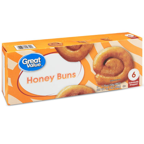 Great Value Honey Buns, 10.5 oz, 6 Count