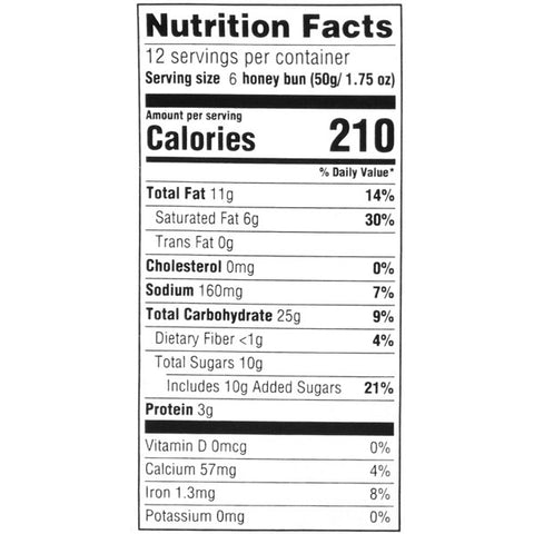 Great Value Honey Buns, 10.5 oz, 6 Count