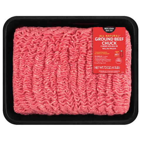 All Natural 80% Lean/20 % Fat Ground Beef Tray, 4.5 lb - Water Butlers