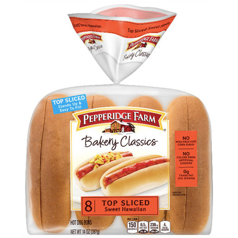 Pepperidge Farm Top Sliced Sweet Hawaiian Hot Dog Buns, 14 oz, 8 Ct - Water Butlers