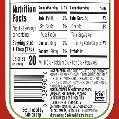 Heinz Organic Tomato Ketchup, 14 oz