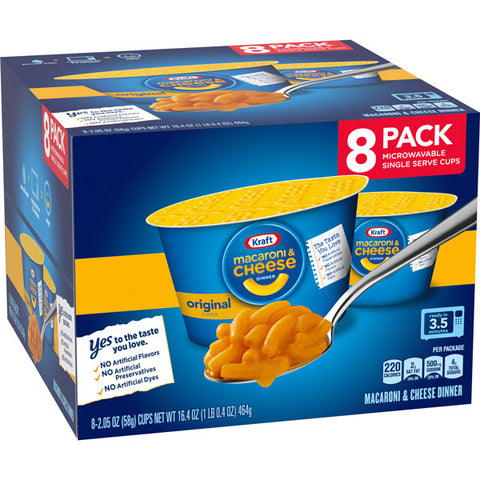 KRAFT MAC & CHEESE Original Flavor Macaroni and Cheese Cups, 8 Count