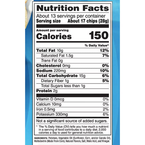 Lay's Salt & Vinegar Flavored Potato Chips, Party Size, 12.5 oz