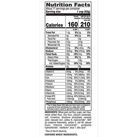 Quaker Life Multigrain Breakfast Cereal Family Size, Cinnamon, 22.3 oz