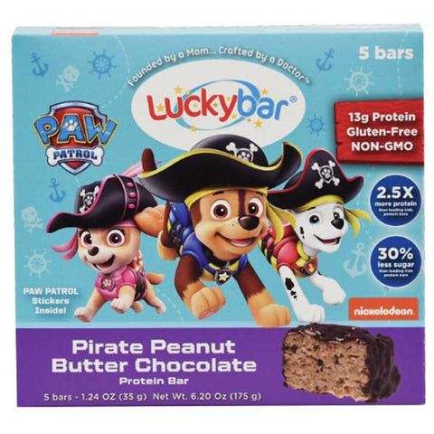 Luckybar Paw Patrol Pirate Peanut Butter Protein Bars, 5 Count - Water Butlers