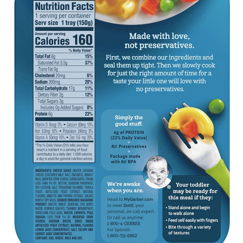 Gerber Macaroni and Cheese Tray, 6.6 oz - Water Butlers