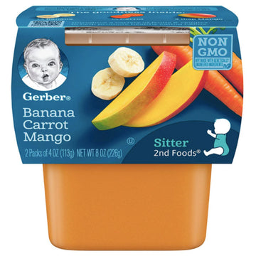Gerber 2nd Foods Baby Food Banana Carrot Mango, 4oz, 2 Ct